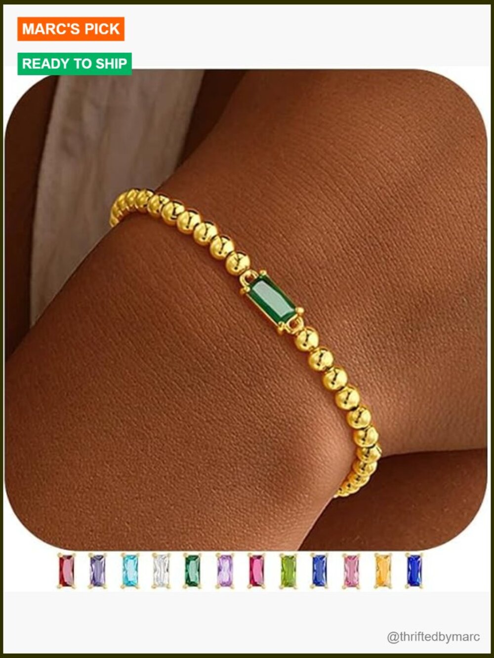 14K Gold Plated Dainty Birthstone Stretch Bracelet Trendy Friendship Jewelry
